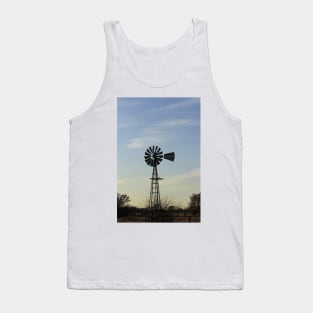 Kansas Windmill in a Pasture with blue sky and clouds Tank Top